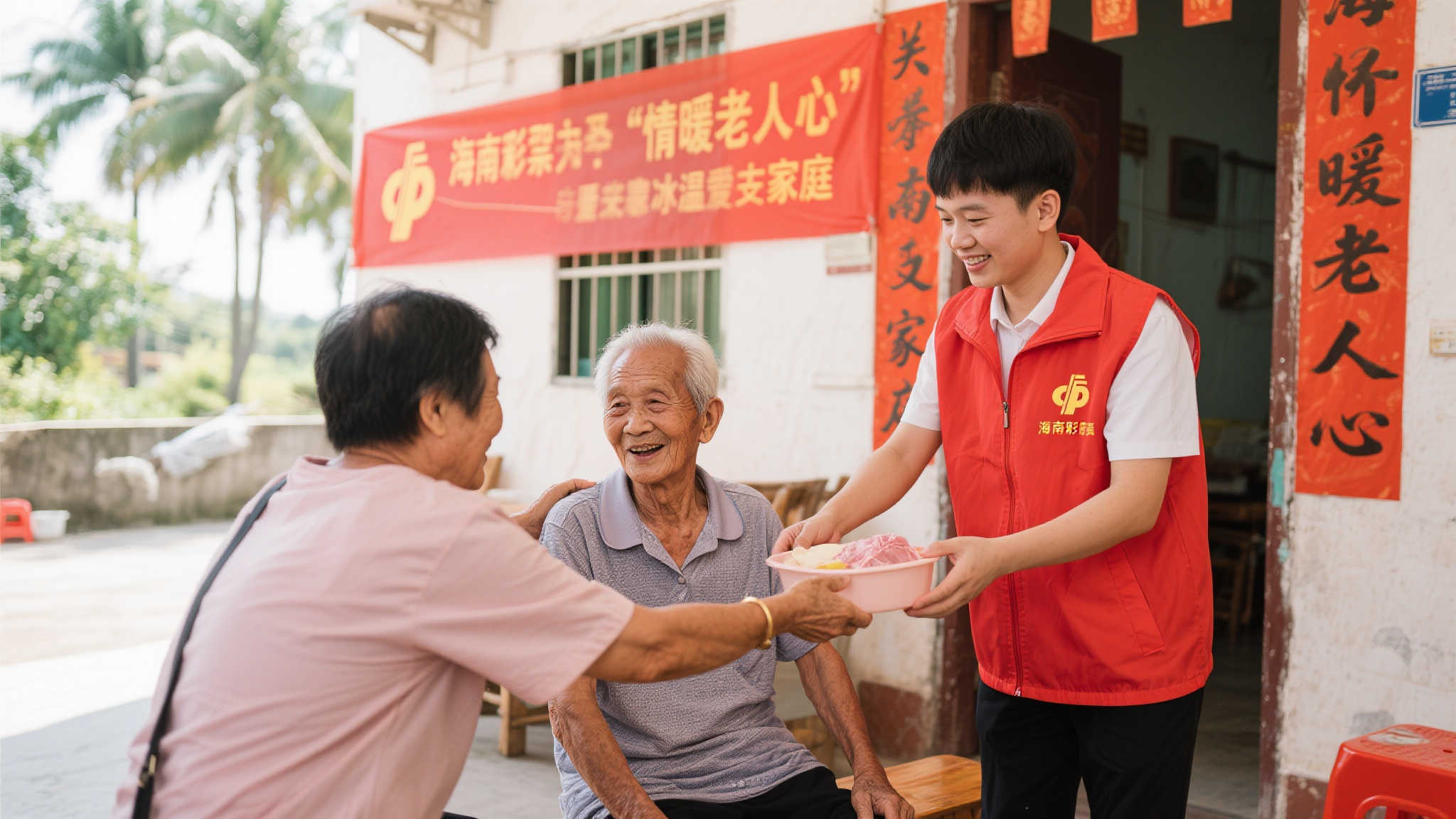 海南福彩举行志愿行动,关爱长者暖心同行。 关怀是一种温暖的力量,它能够融化内心的冰